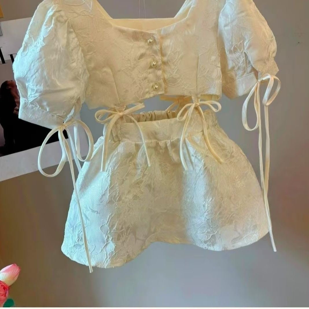 Ivory Blossom Bow Co-Ord Set - Image 3