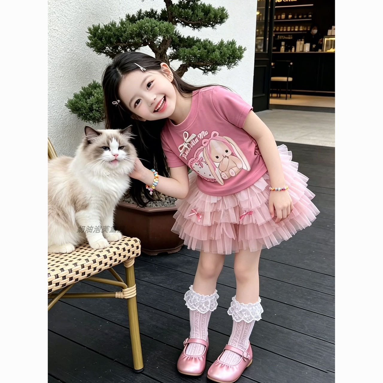 Rosy Bunny Tulle Skirt 2 pc Set - Image 3