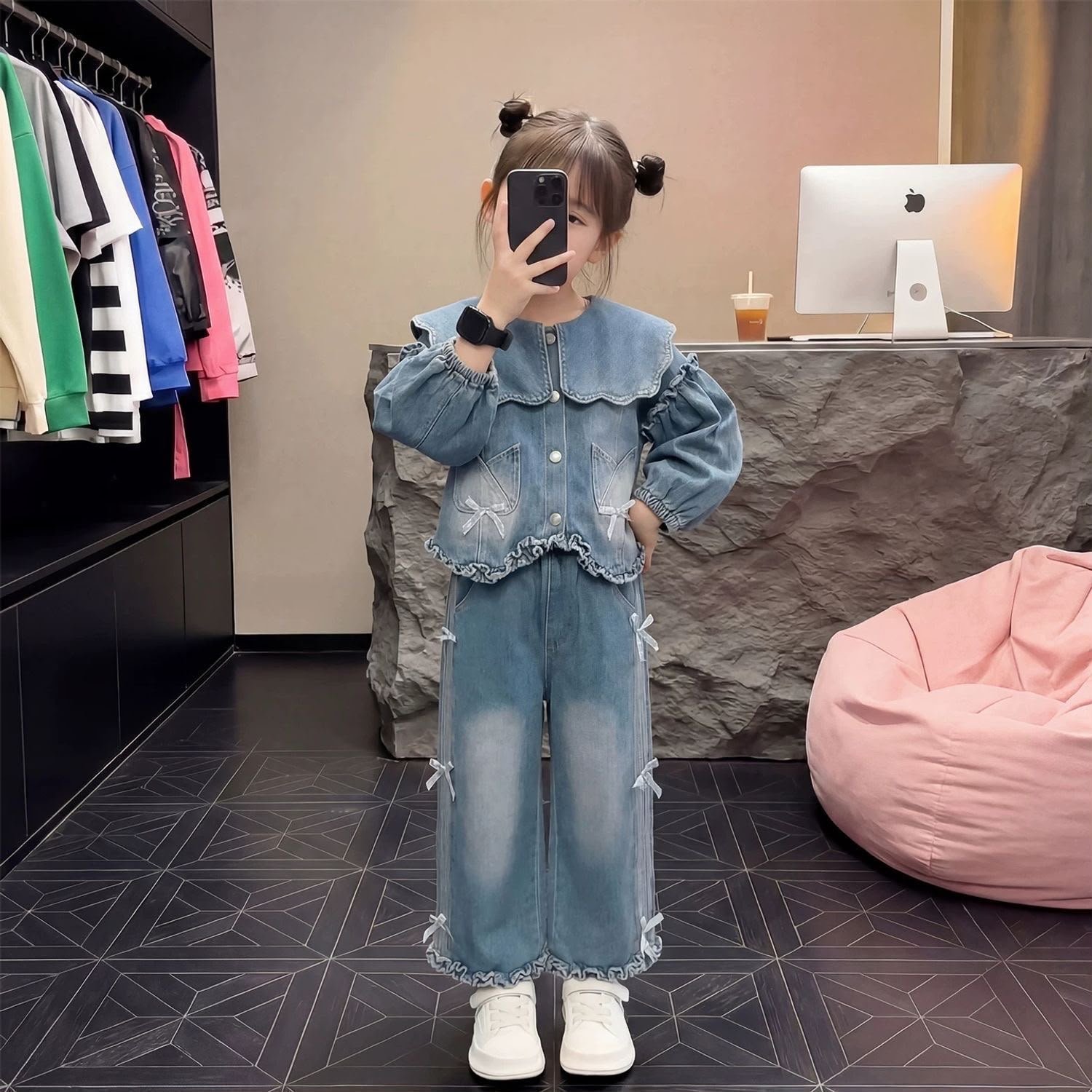 Denim Daisy Ruffle Set - Image 3