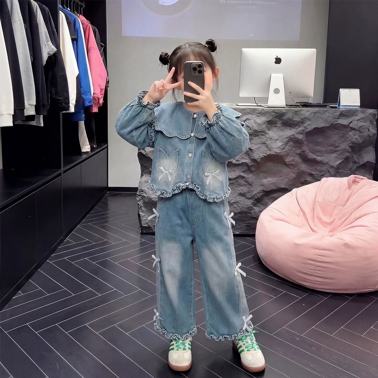 Denim Daisy Ruffle Set - Image 2