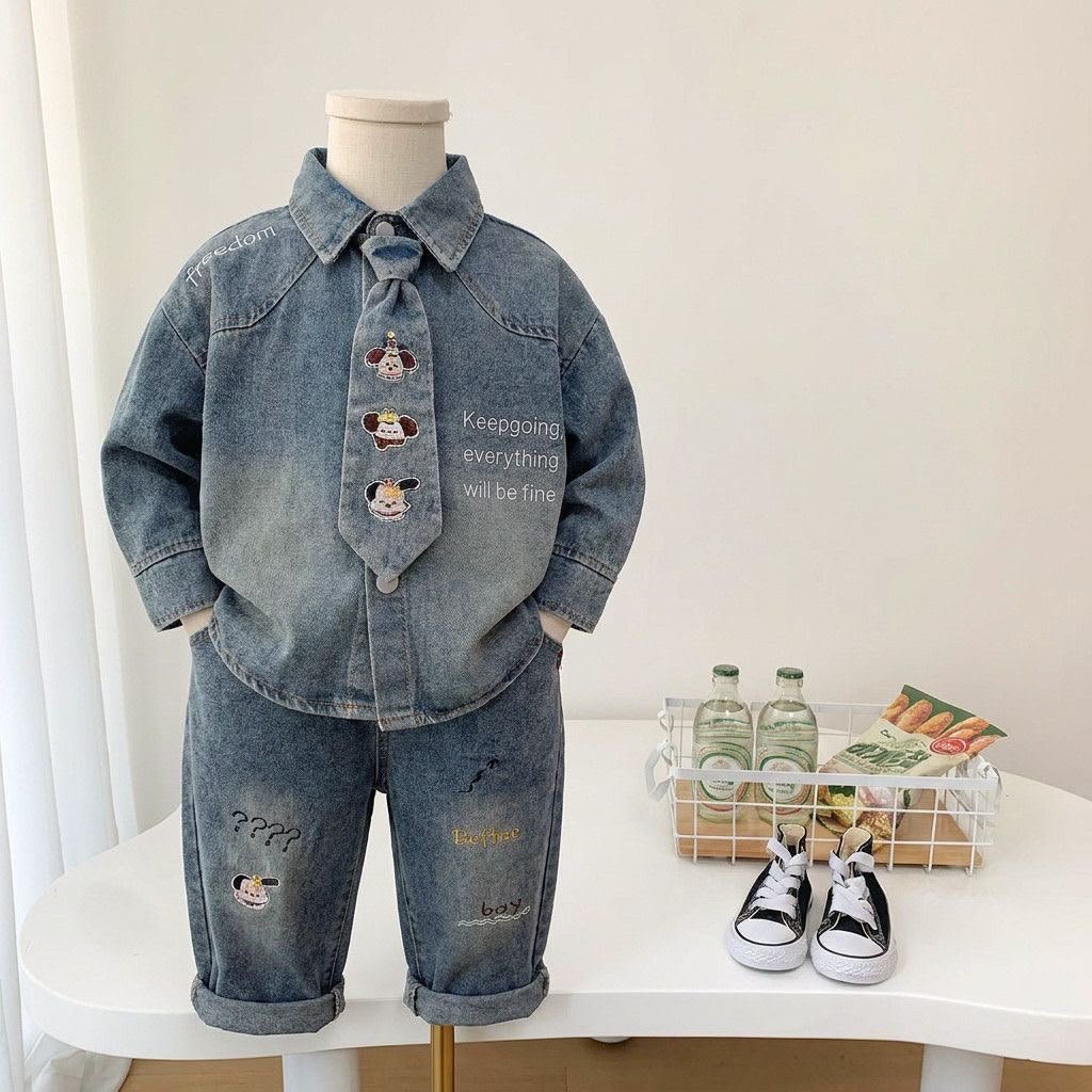 Denim Doodle Tie Set