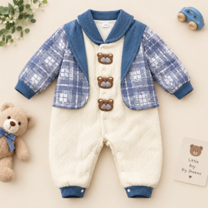Royal Teddy Bear Knit Baby Romper