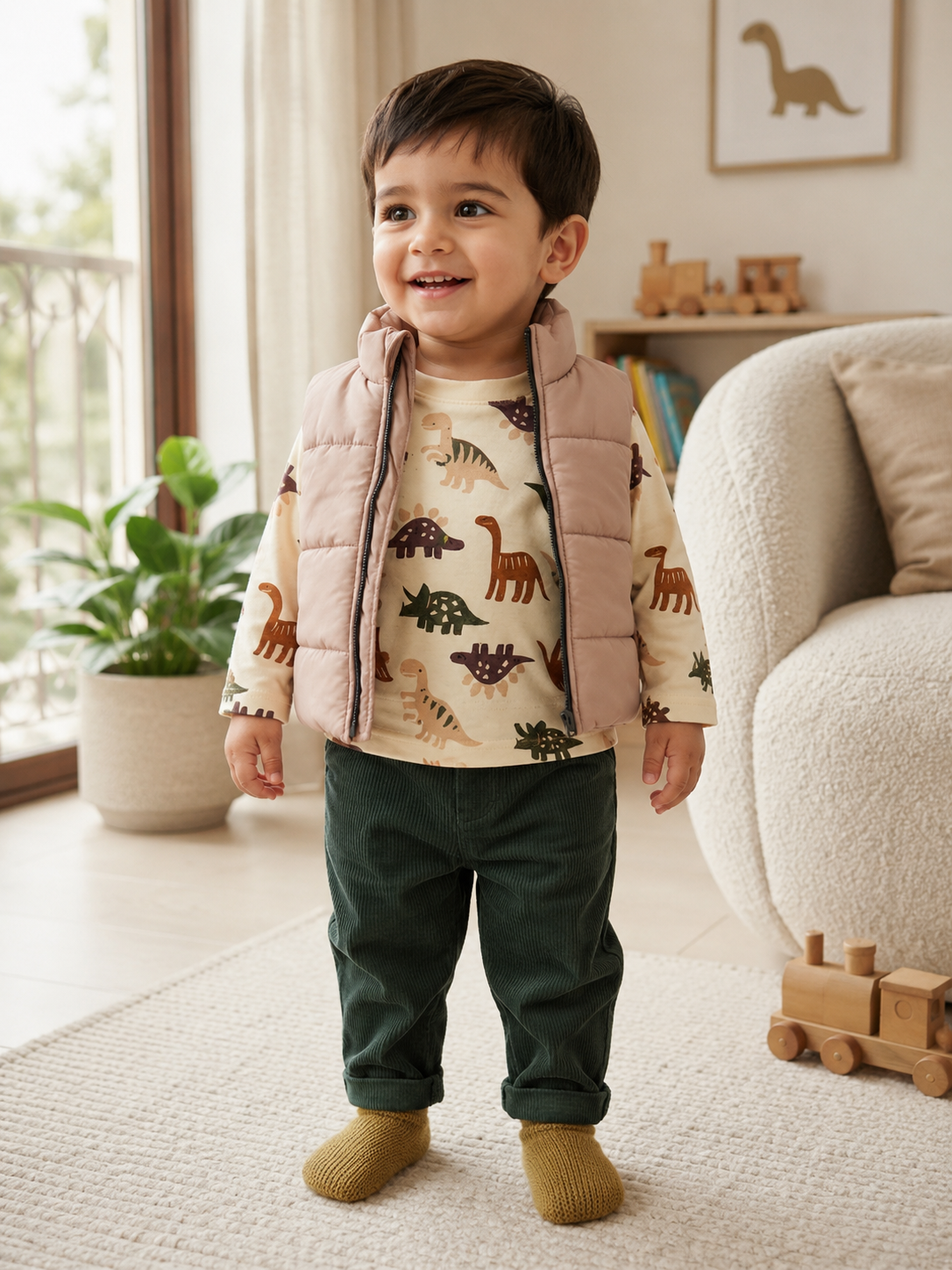 Dino Quilted Vest & Corduroy Trousers Set - Image 3
