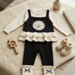 Flower Ruffle Knit Set