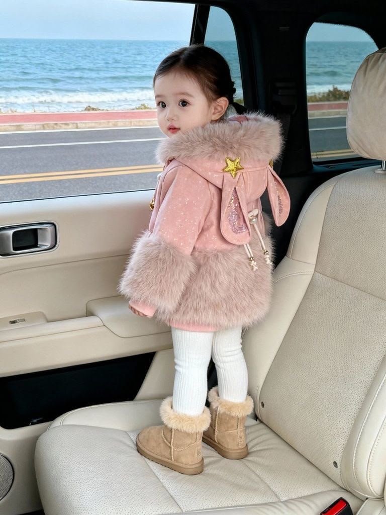 Bunny Ear Faux & Fur Hooded Jacket - Image 2