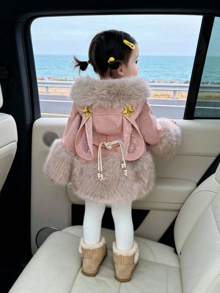 Bunny Ear Faux & Fur Hooded Jacket - Image 5