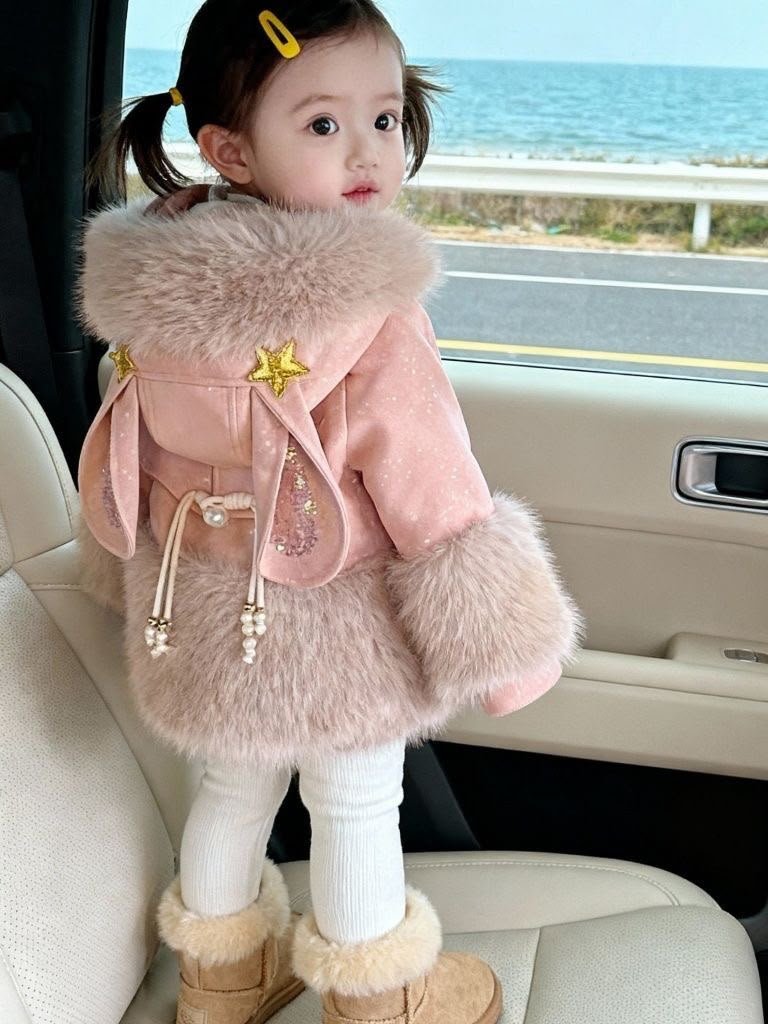 Bunny Ear Faux & Fur Hooded Jacket - Image 4