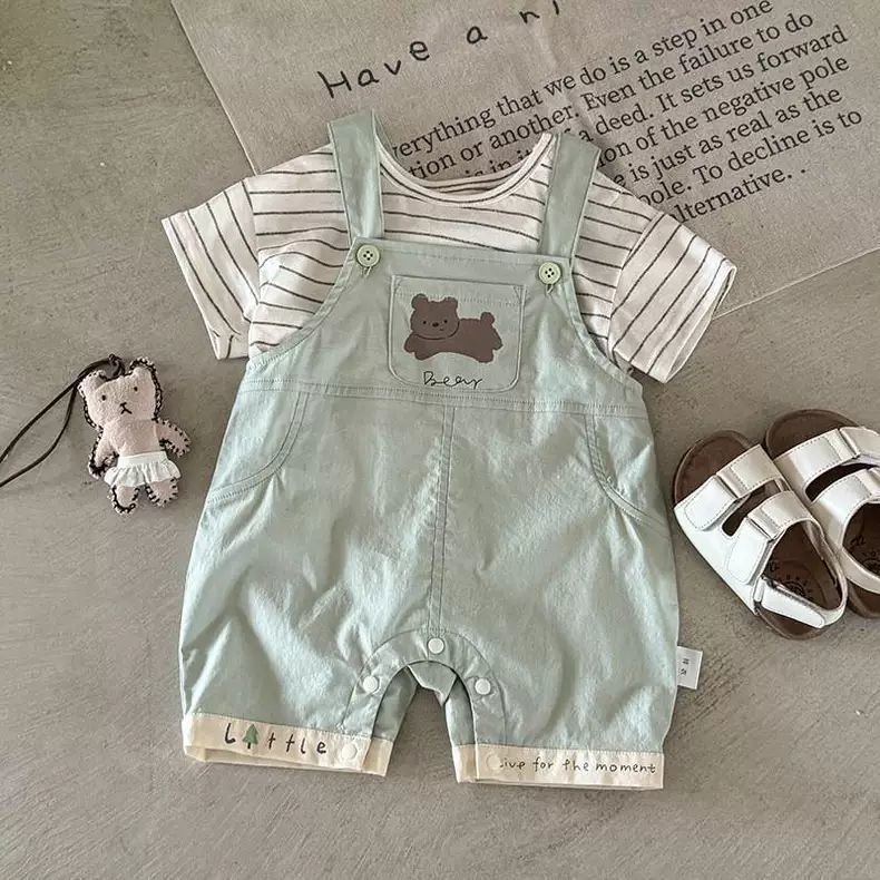 Minty Bear Dungaree Set - Image 2