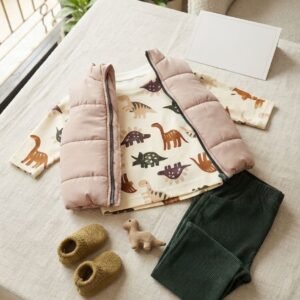 Dino Quilted Vest & Corduroy Trousers Set