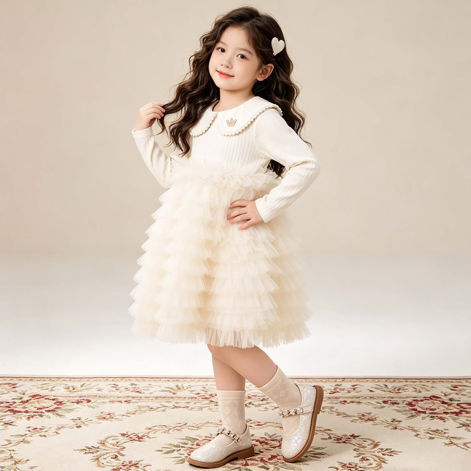 Ivory Princess Ruffle Party Dress - Image 2