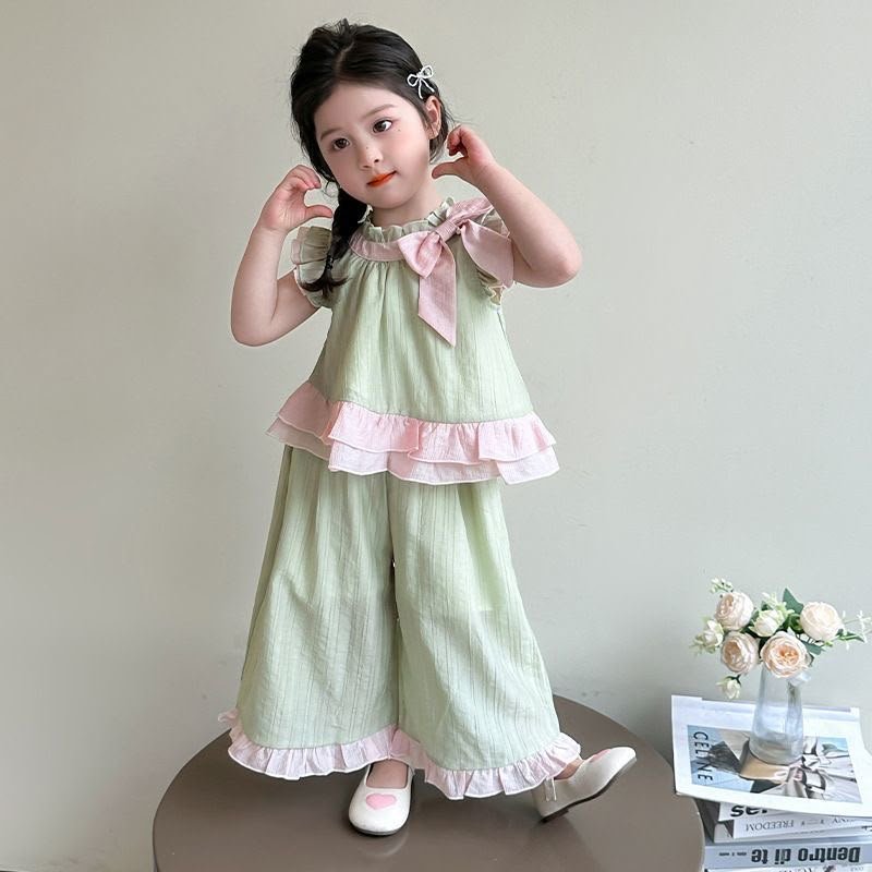 Mint Green & Pink Ruffle Co-Ord Set - Image 2