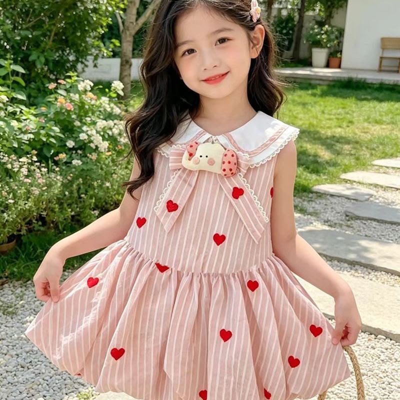 Pink Heart Embroidered Collar Frock - Image 4