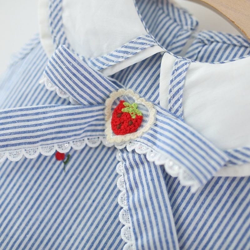 Blue Stripe Strawberry Sailor Frock - Image 3