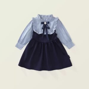 Navy Blue Ruffle Bow Frock