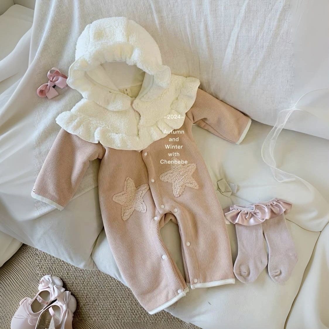 Cozy Star Teddy Hooded Baby Romper - Image 2