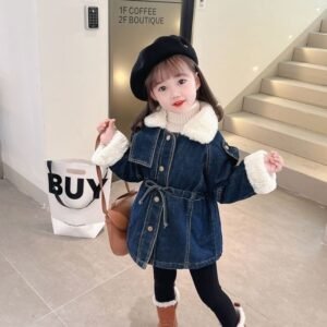 Cozy Denim Sherpa-Collar Winter Coat