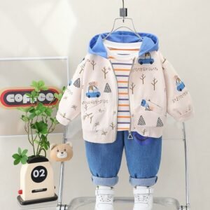 Forest & Car 3-Piece Hooded Outfit Set