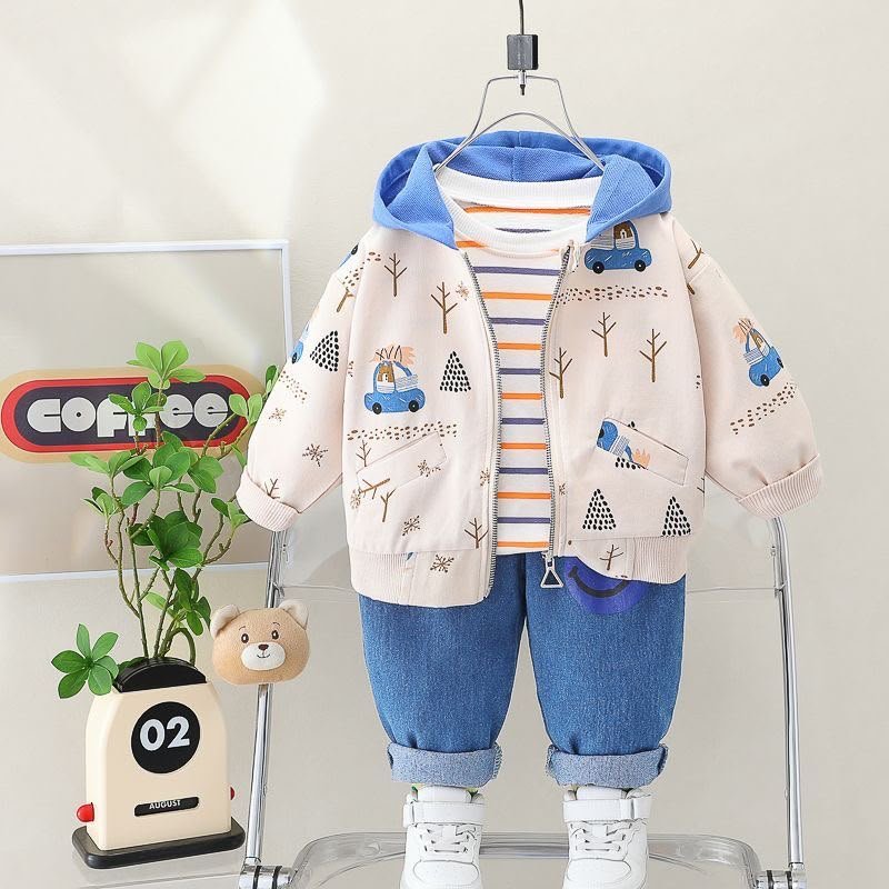 Forest & Car 3-Piece Hooded Outfit Set