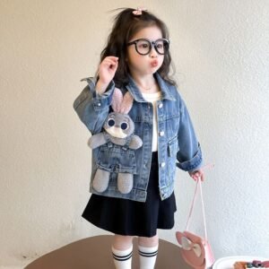 Plush Bunny Embellished Denim Jacket