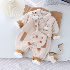Giraffe Print Baby Romper with Matching Crossbody Bag