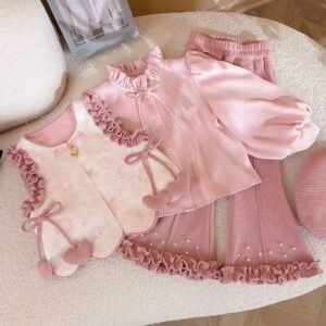 Vintage Pink Brocade 3-Piece Set
