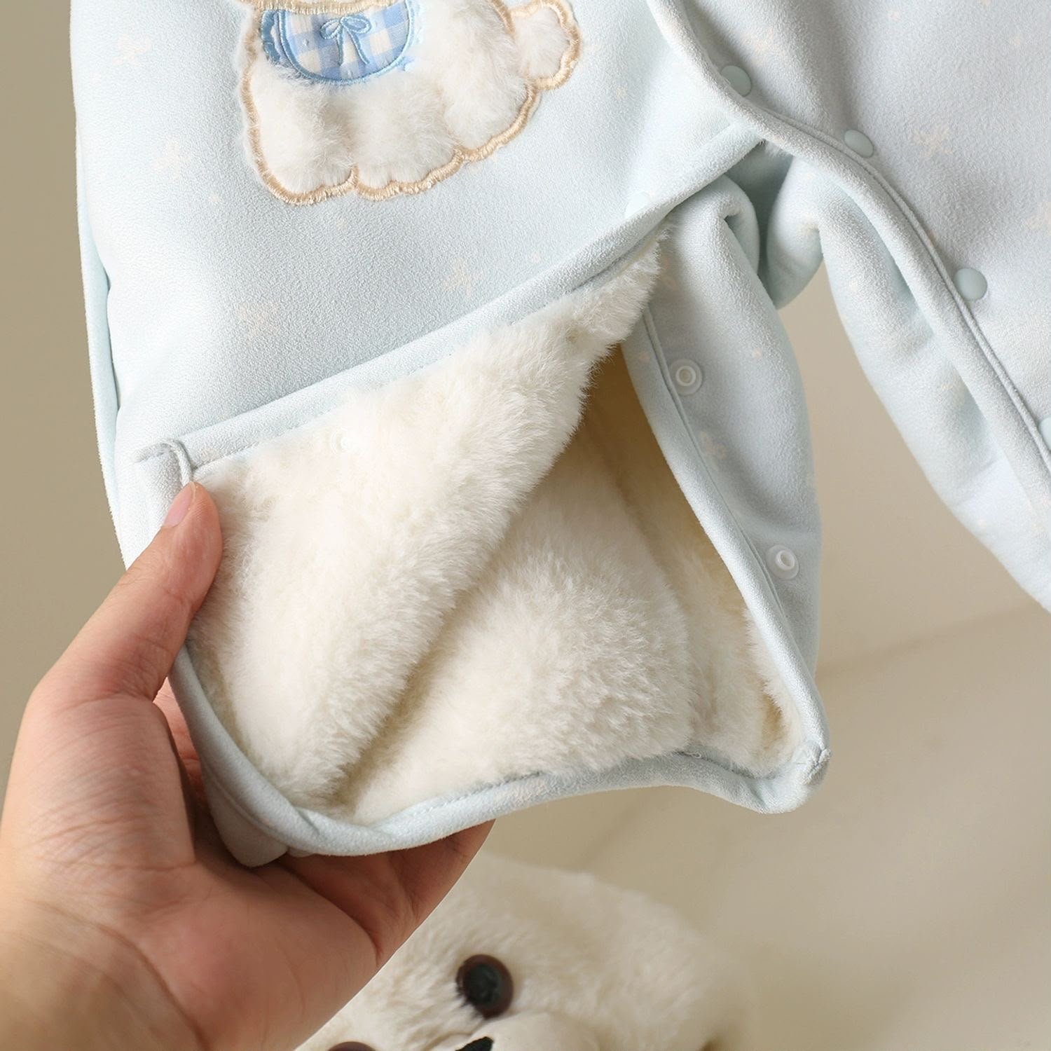 Plush Teddy Bear Fleece Collared Onesie - Image 5