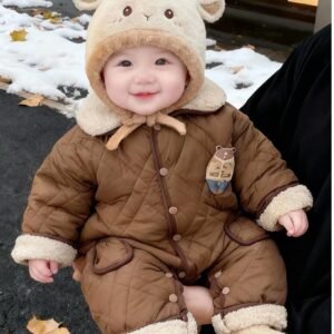 Cocoa Bear Quilted Romper